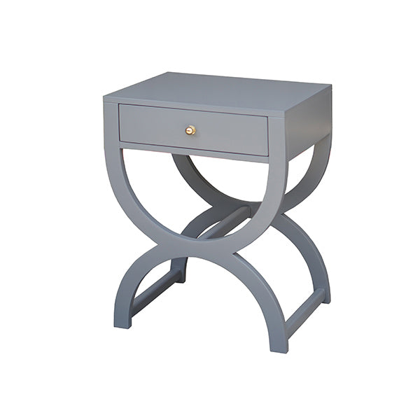 One Drawer Side Table In Grey Lacquer