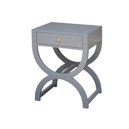 One Drawer Side Table In Grey Lacquer