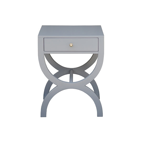 One Drawer Side Table In Grey Lacquer