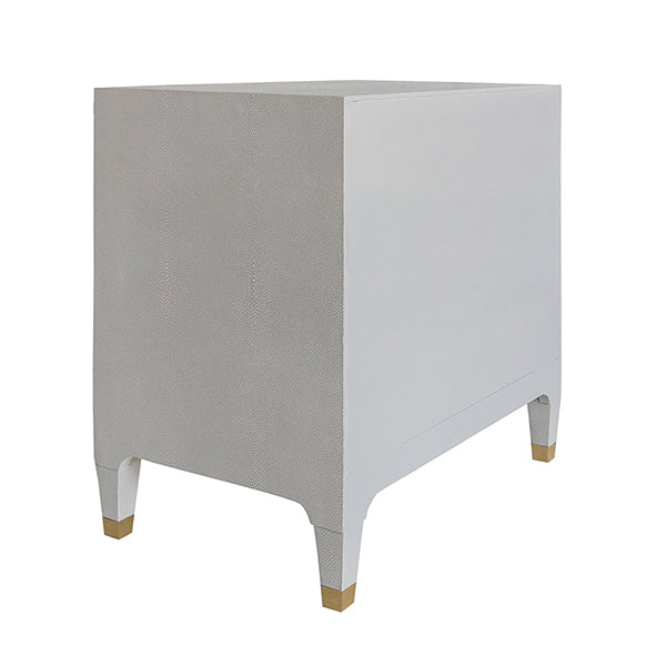 Three Drawer Side Table With Antique Brass And Acrylic Hardware