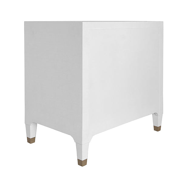 Three Drawer Side Table With Antique Brass And Acrylic Hardware