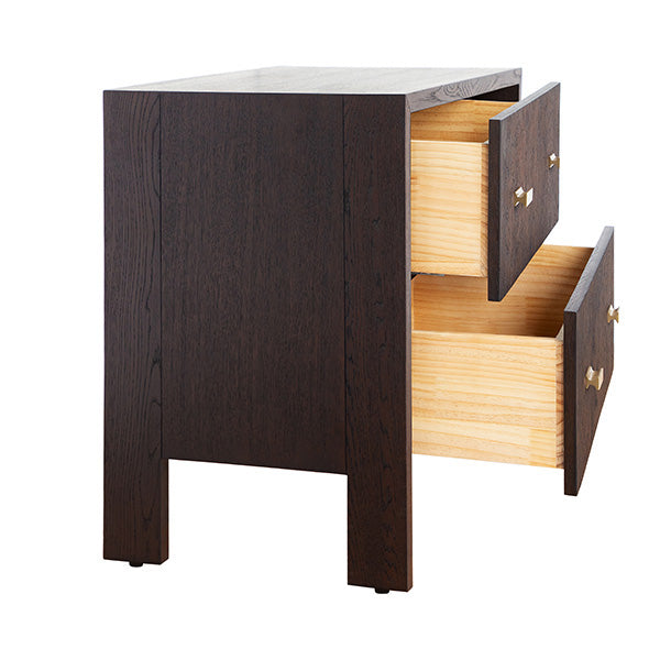 Two Drawer Side Table With Fluted Detail