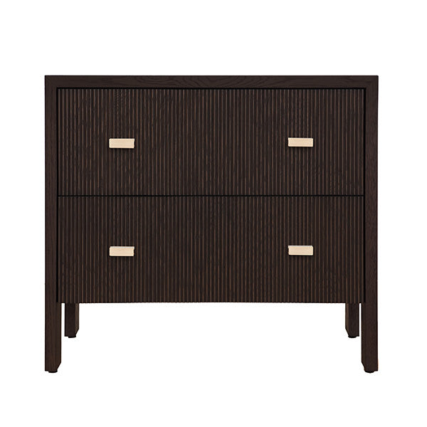 Two Drawer Side Table With Fluted Detail