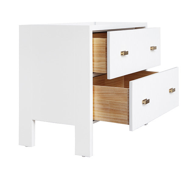 Two Drawer Side Table With Fluted Detail