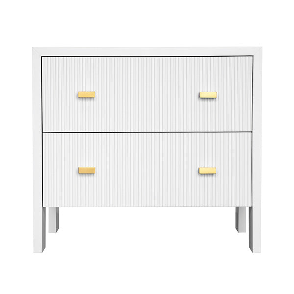 Two Drawer Side Table With Fluted Detail