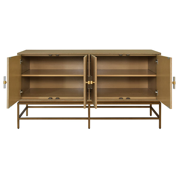 Four Door Buffet With Antique Brass Metal Base