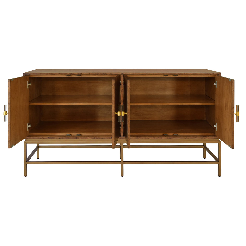 Four Door Buffet With Antique Brass Metal Base