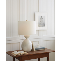 Gannet Table Lamp, Bone Craquelure With Linen Shade