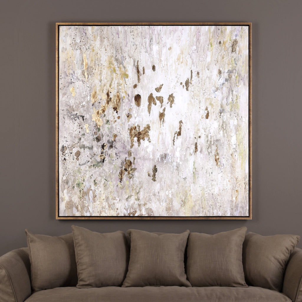 Golden Raindrops Modern Abstract Art