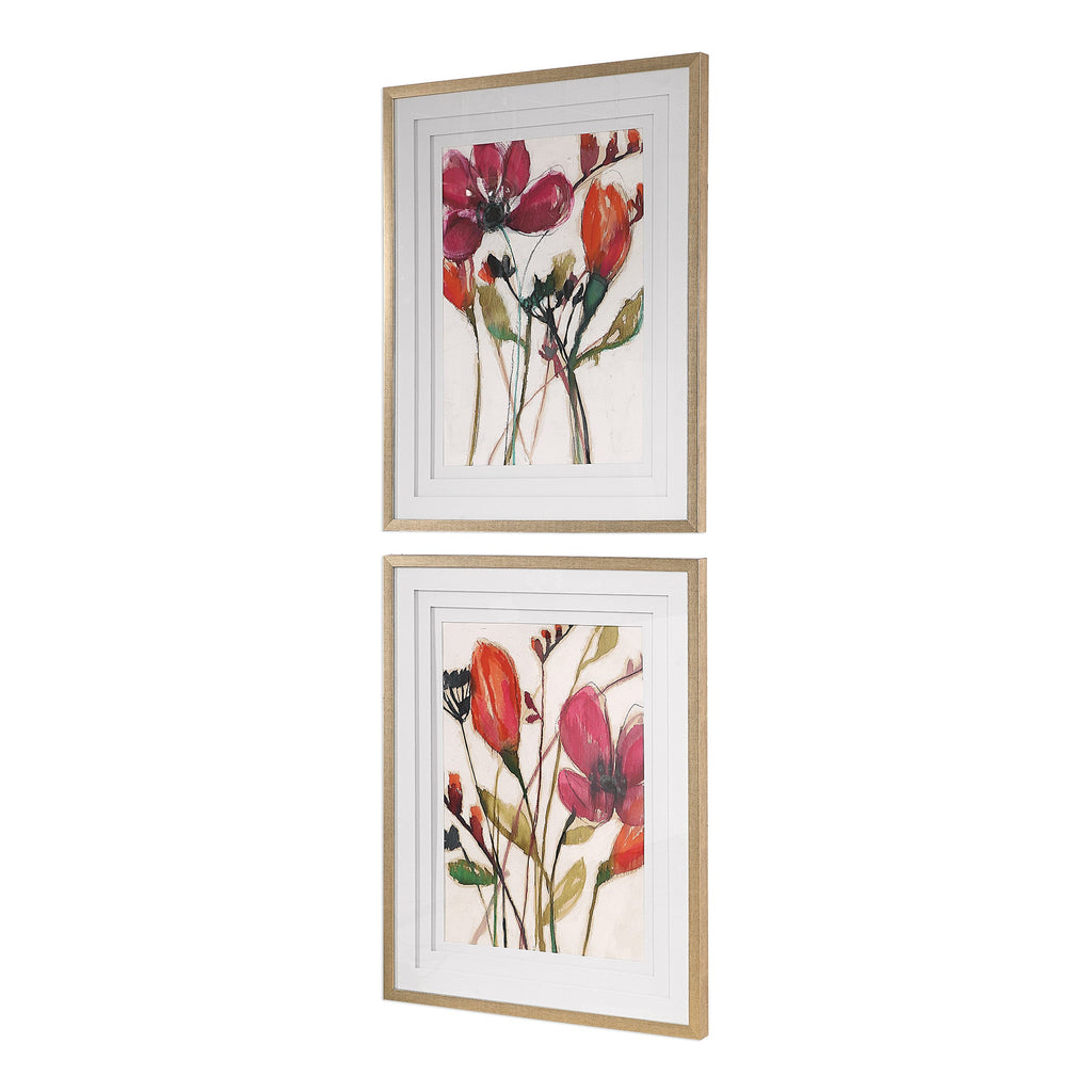 Vivid Arrangement Floral Prints, Set of 2