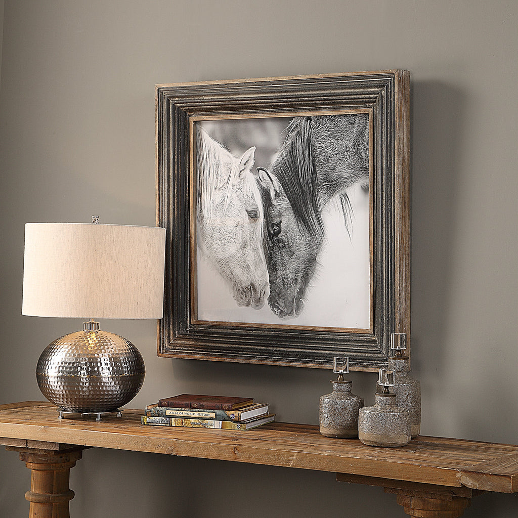 Custom Black And White Horses Print