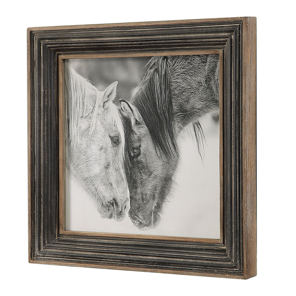 Custom Black And White Horses Print