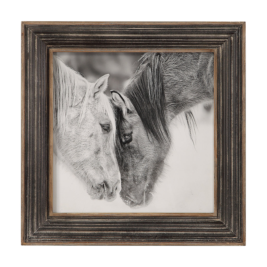 Custom Black And White Horses Print