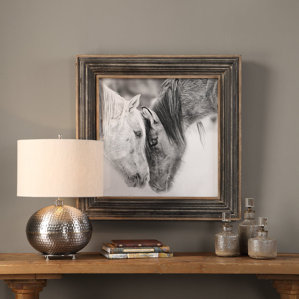 Custom Black And White Horses Print