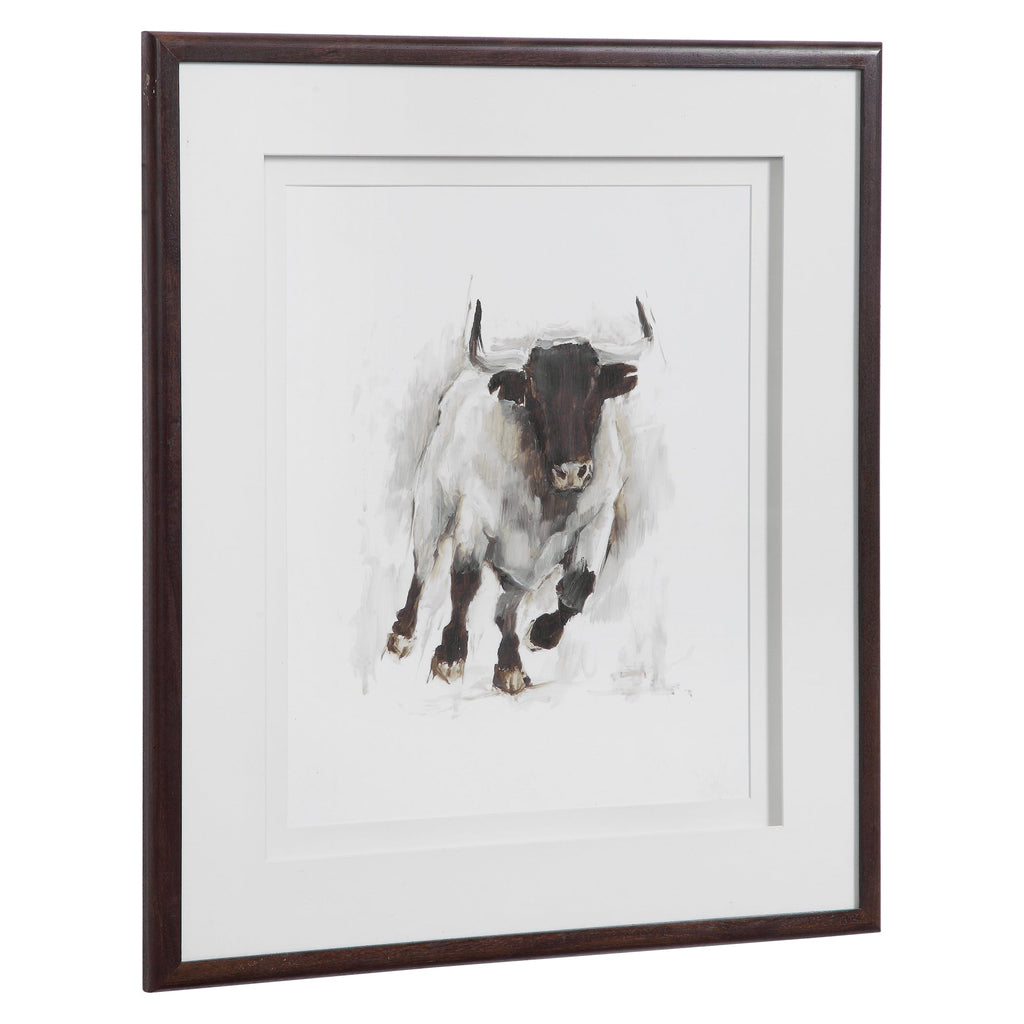 Rustic Bull Framed Animal Print