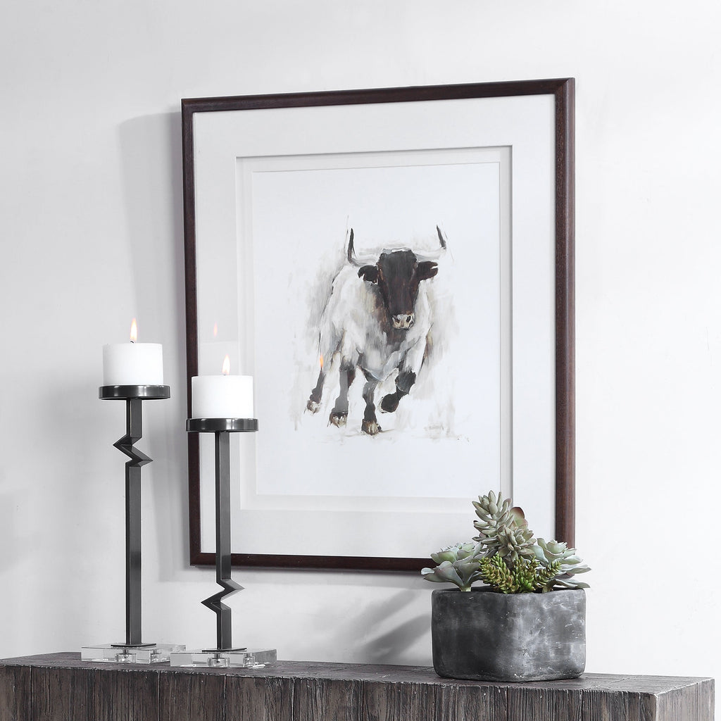 Rustic Bull Framed Animal Print