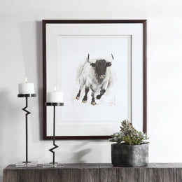 Rustic Bull Framed Animal Print