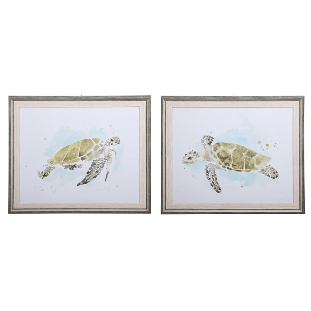 Sea Turtle Study Watercolor Prints, Set of 2