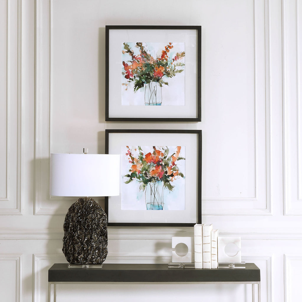 Fresh Flowers Watercolor Prints, Set of 2