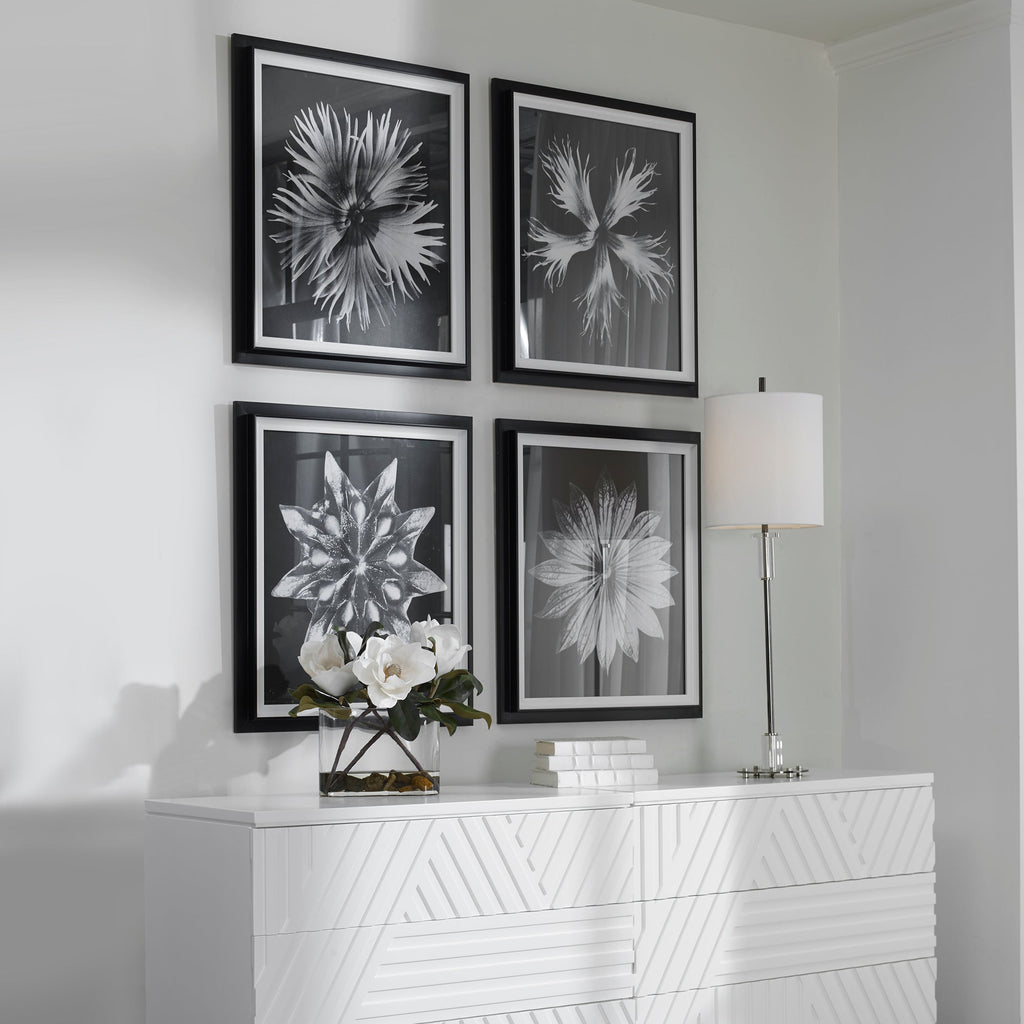 Contemporary Floret Framed Prints, Set of 4