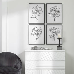 Bloom Black White Framed Prints, Set of 4