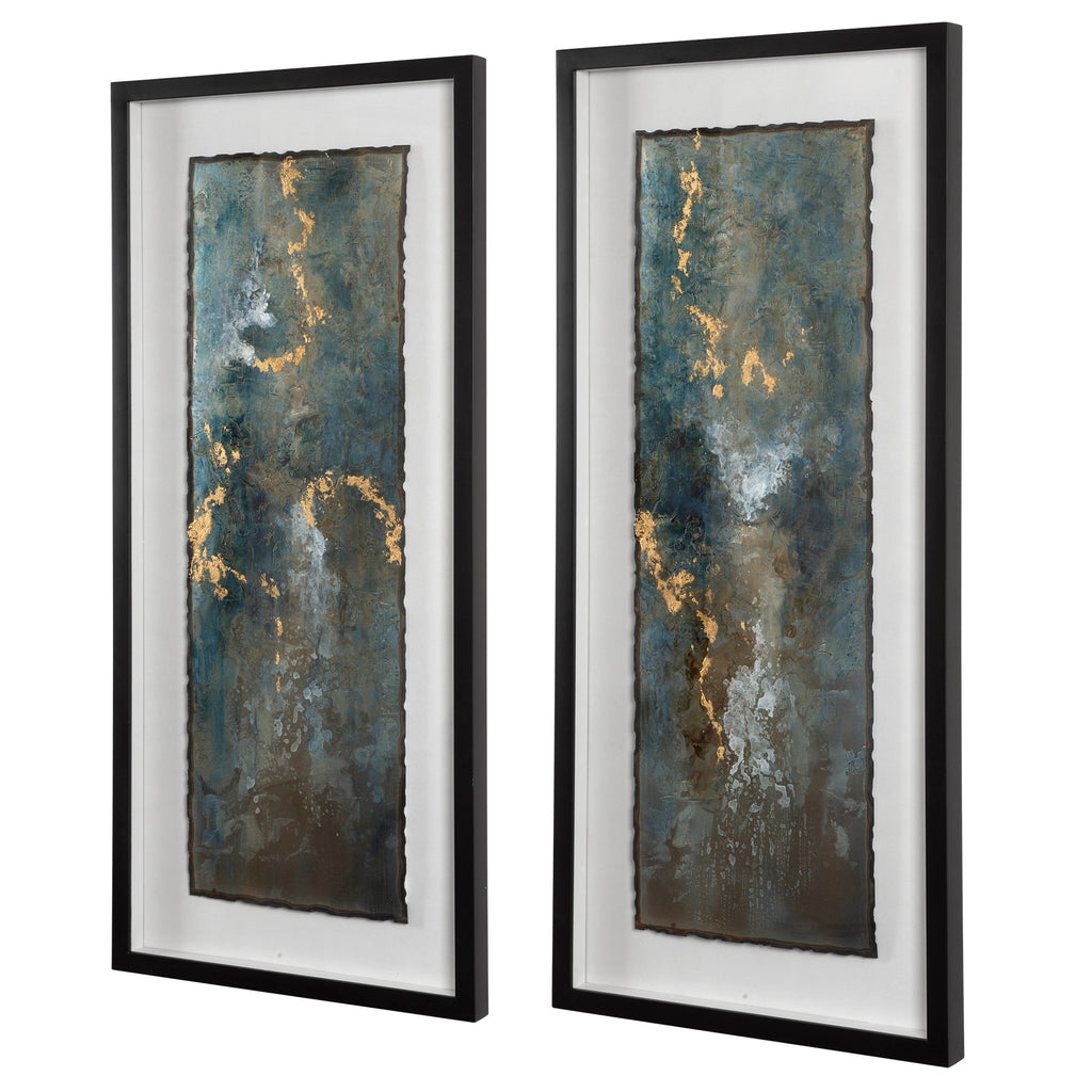 Glimmering Agate Abstract Prints, Set of 2