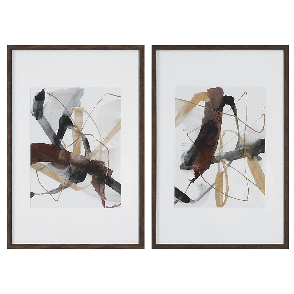 Burgundy Interjection Framed Prints, Set of 2