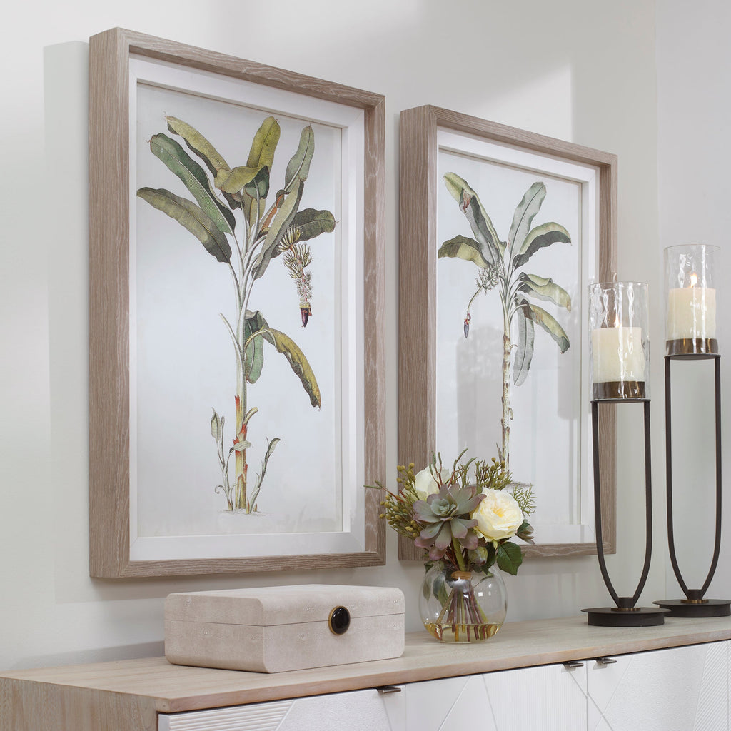 Banana Palm Framed Prints,Set of 2