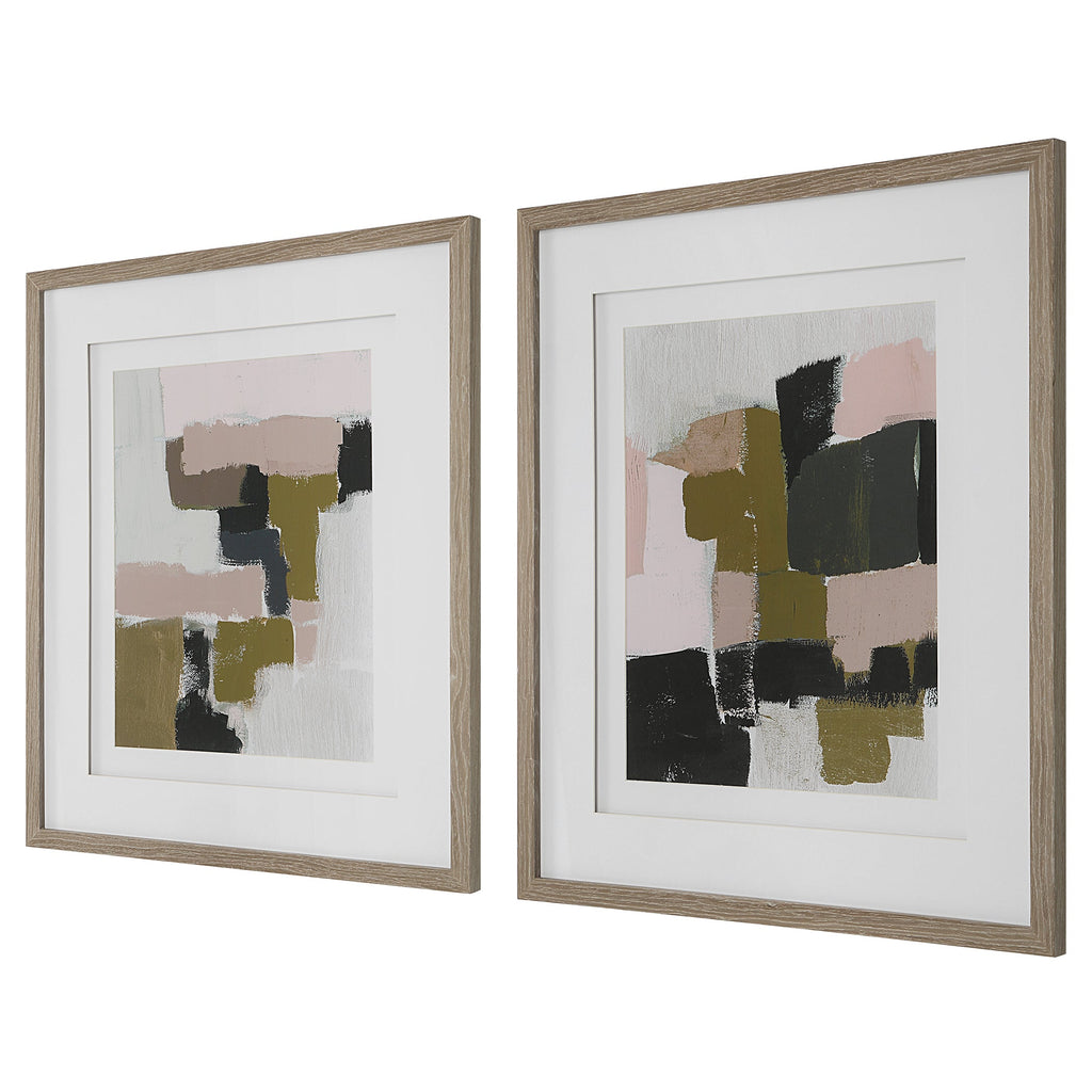 Color Block Framed Prints,Set of 2