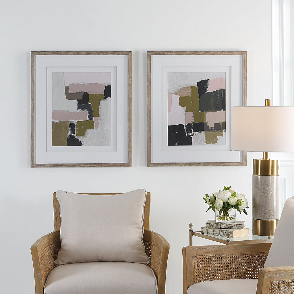 Color Block Framed Prints,Set of 2