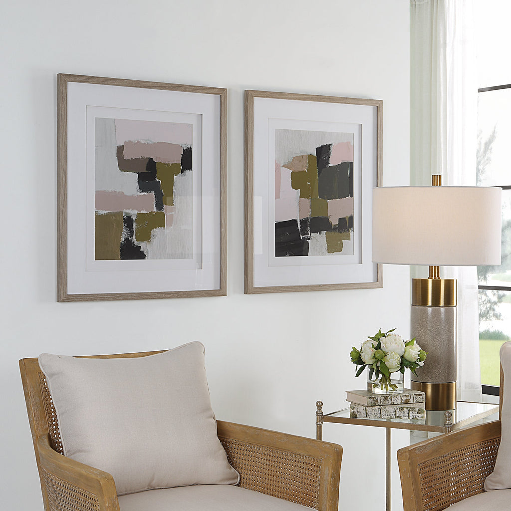 Color Block Framed Prints,Set of 2