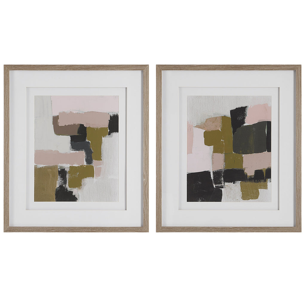 Color Block Framed Prints,Set of 2