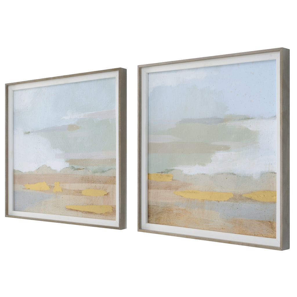 Abstract Coastline Framed Prints,Set of 2