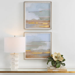 Abstract Coastline Framed Prints,Set of 2