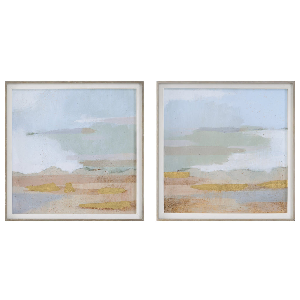 Abstract Coastline Framed Prints,Set of 2