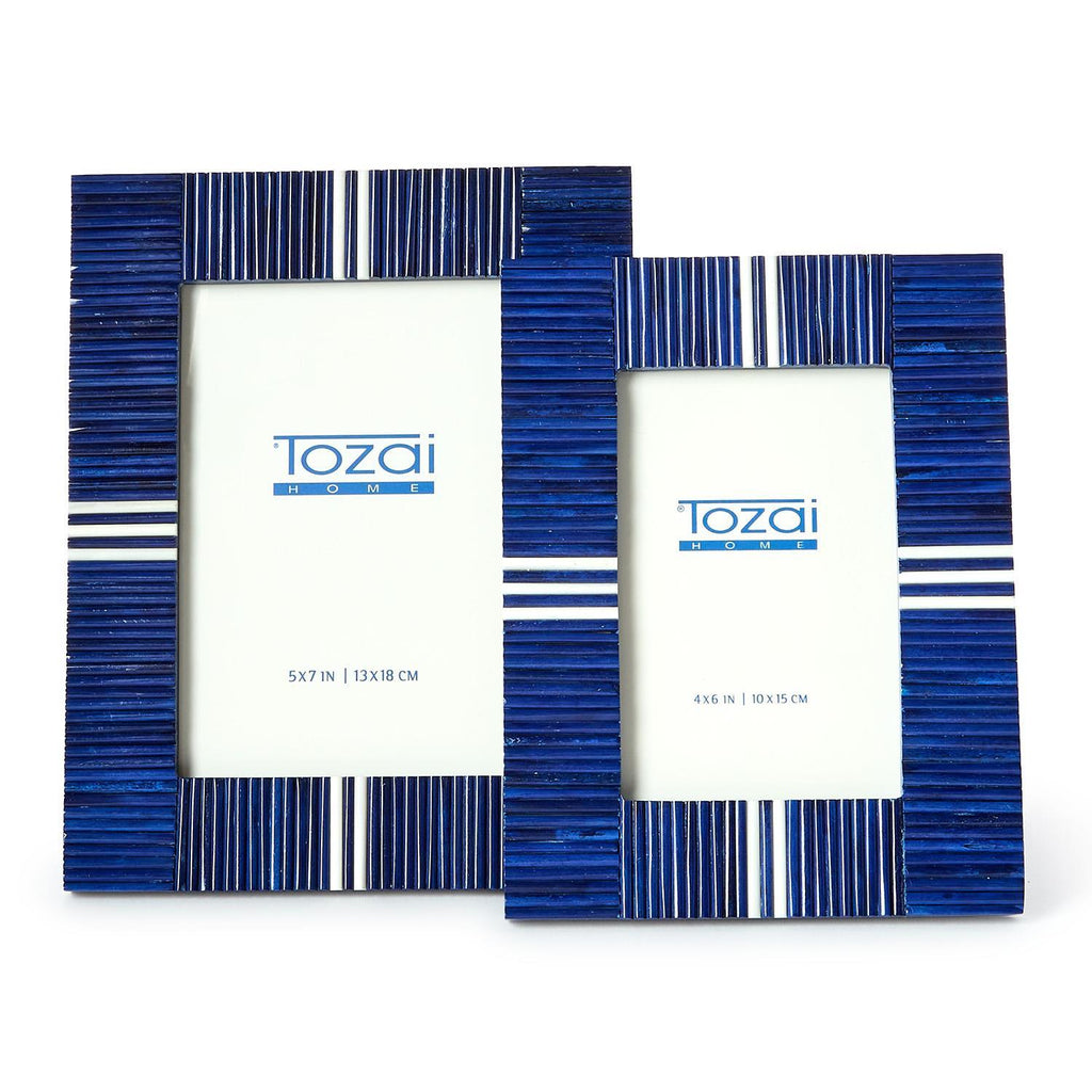 S/2 Stacks Navy Blue Photo Frame