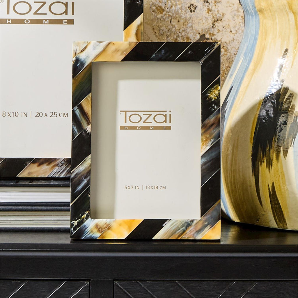 S/3 Black Horn Photo Frame