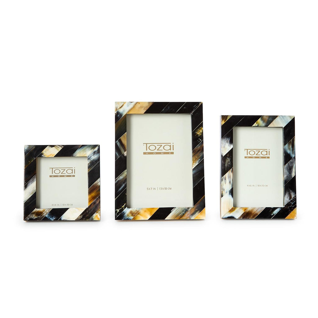 S/3 Black Horn Photo Frame