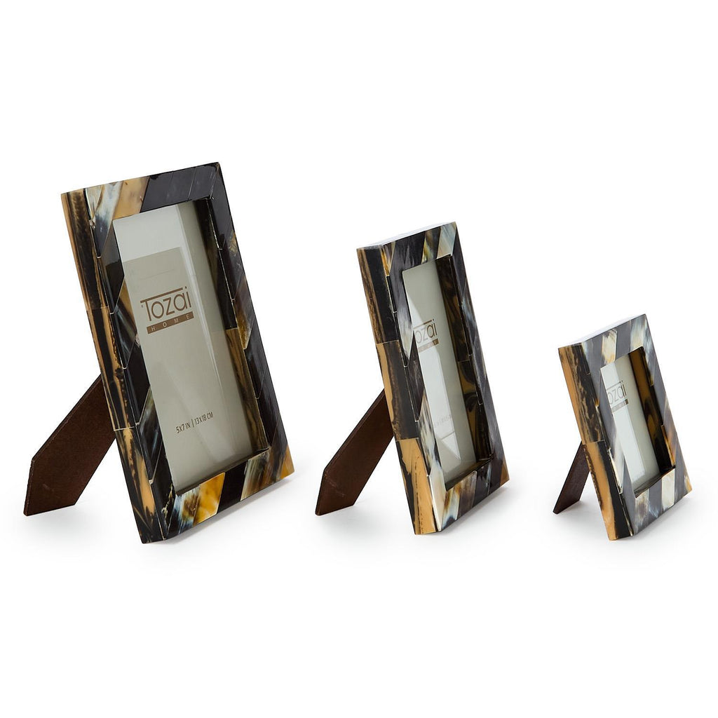 S/3 Black Horn Photo Frame