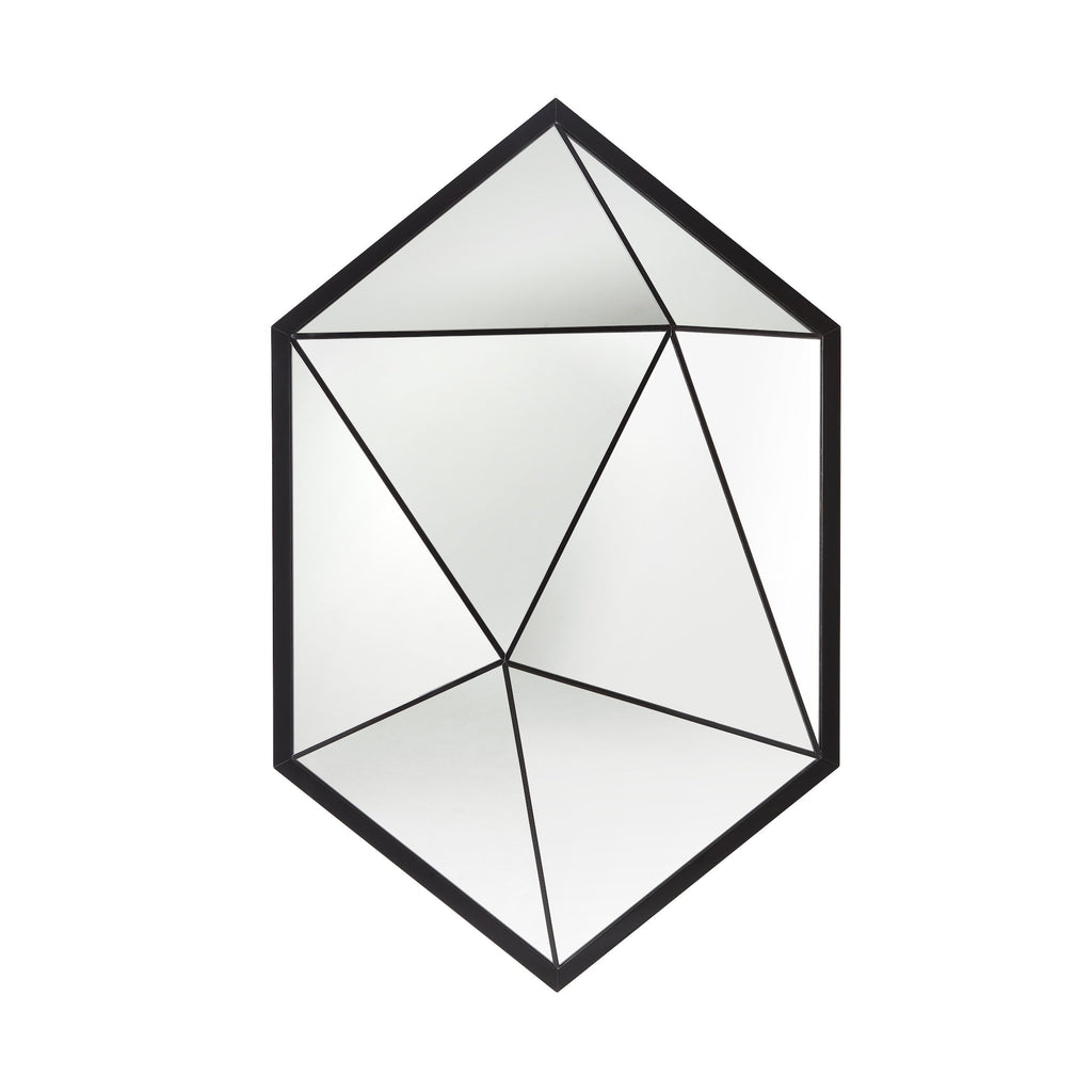 Vlad Hexagonal Wall Mirror, Black Lacquer