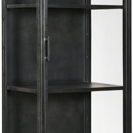 Pinet 78" Tall Gunmetal Iron and Glass Narrow Display Cabinet