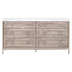 Azure Carrera 6-Drawer Double Dresser, Natural Grey