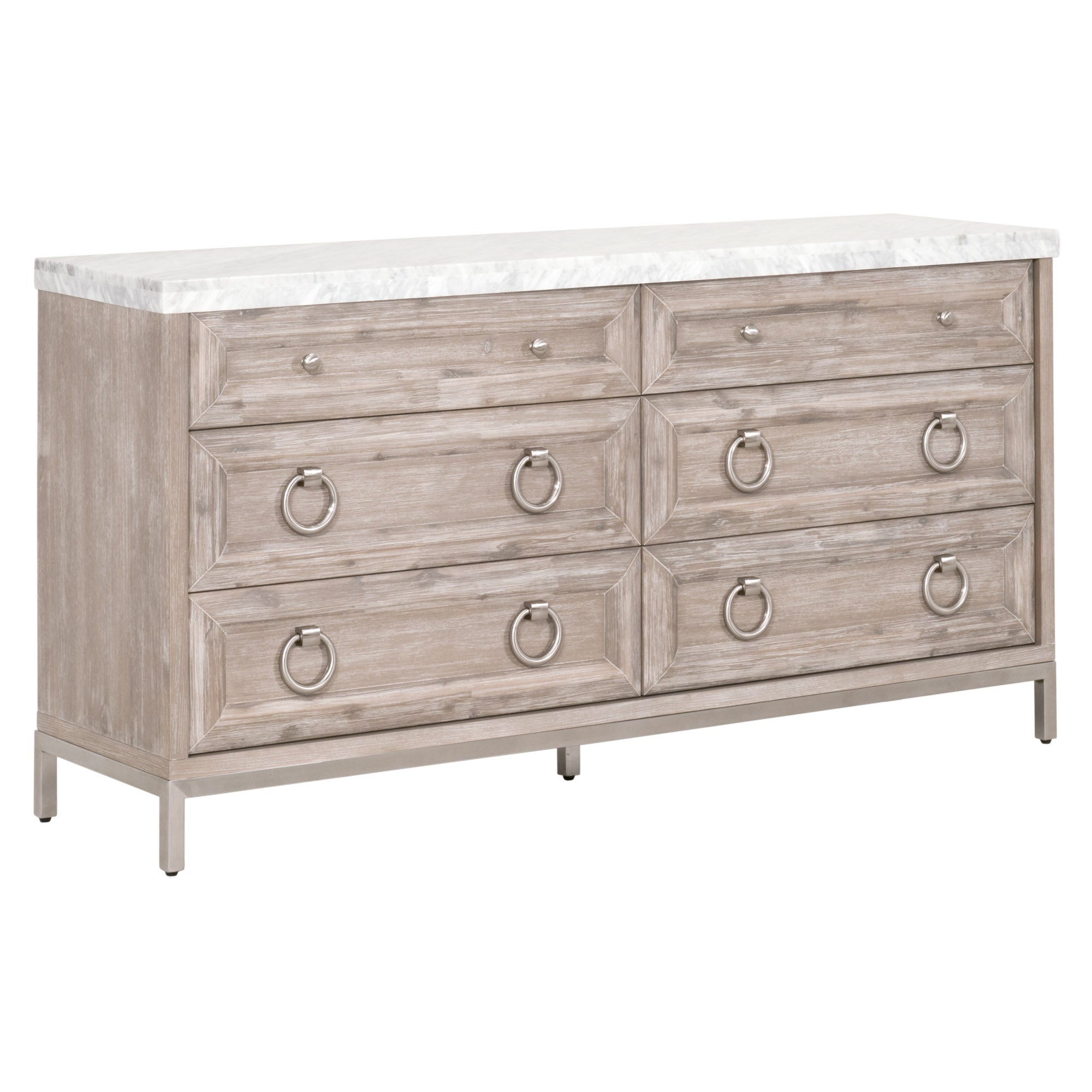 Azure Carrera 6-Drawer Double Dresser, Natural Grey