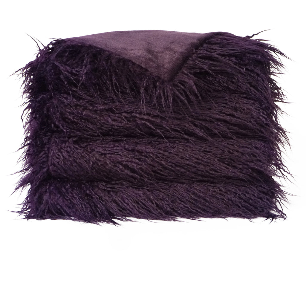 Llama Fur Throw - Plum