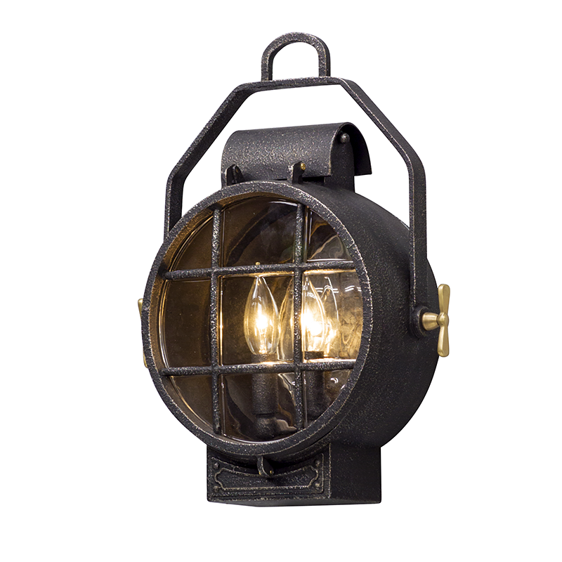 Point Lookout Lantern 16" - Aged Silver W Pol Brass Accent