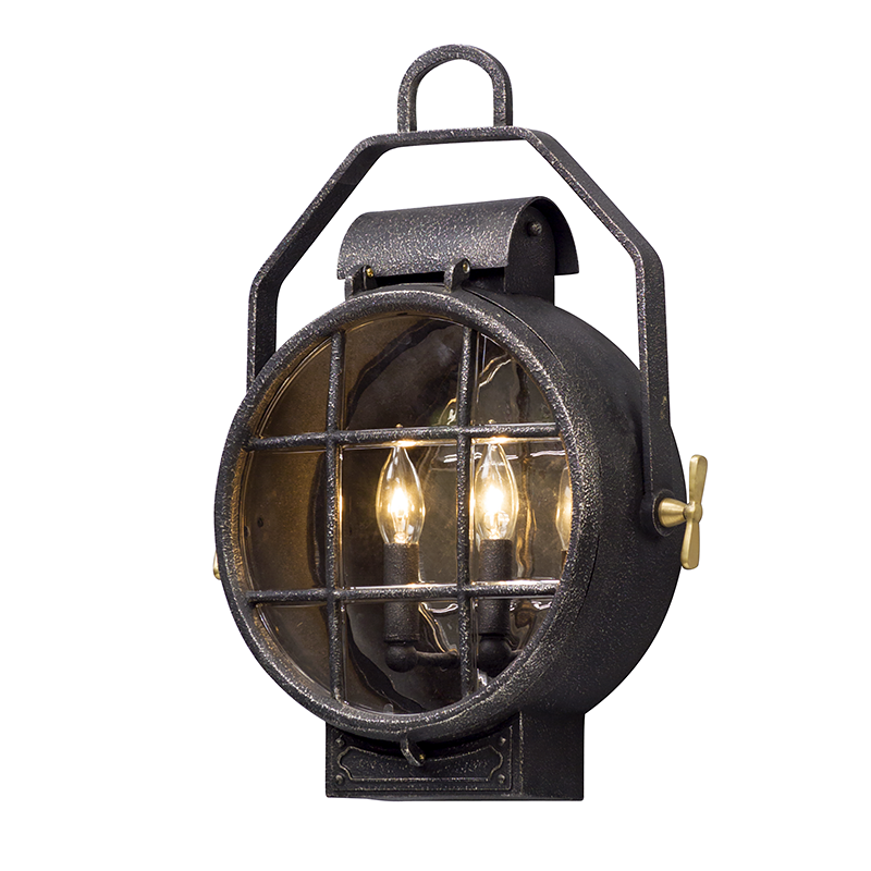 Point Lookout Lantern 19" - Aged Silver W Pol Brass Accent