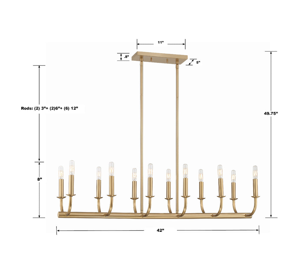 Bailey 12 Light Linear Chandelier