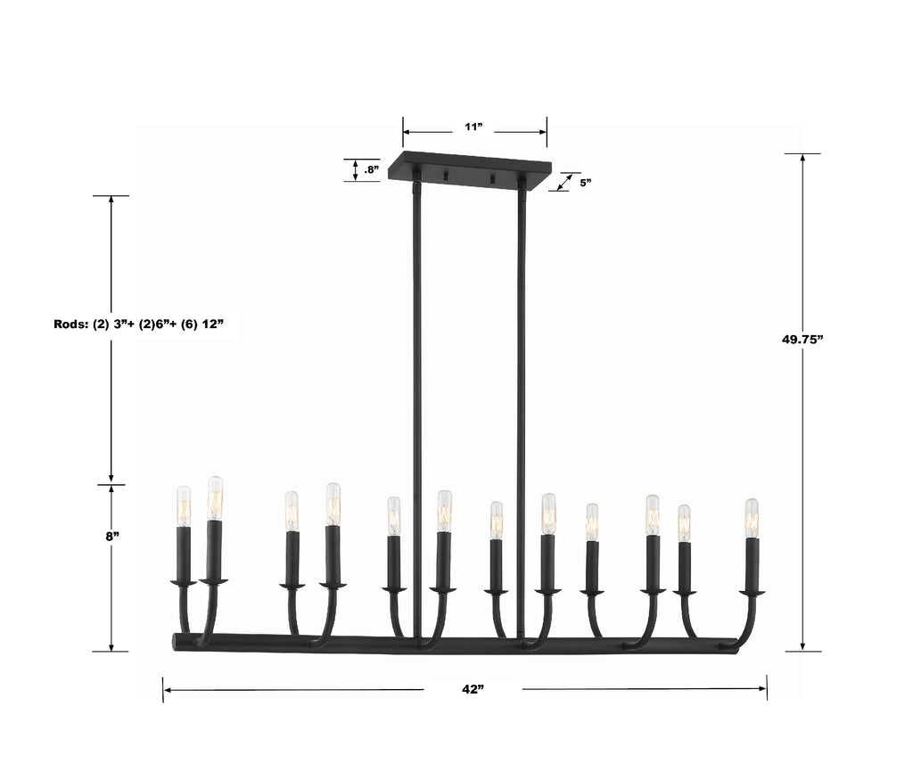 Bailey 12 Light Linear Chandelier