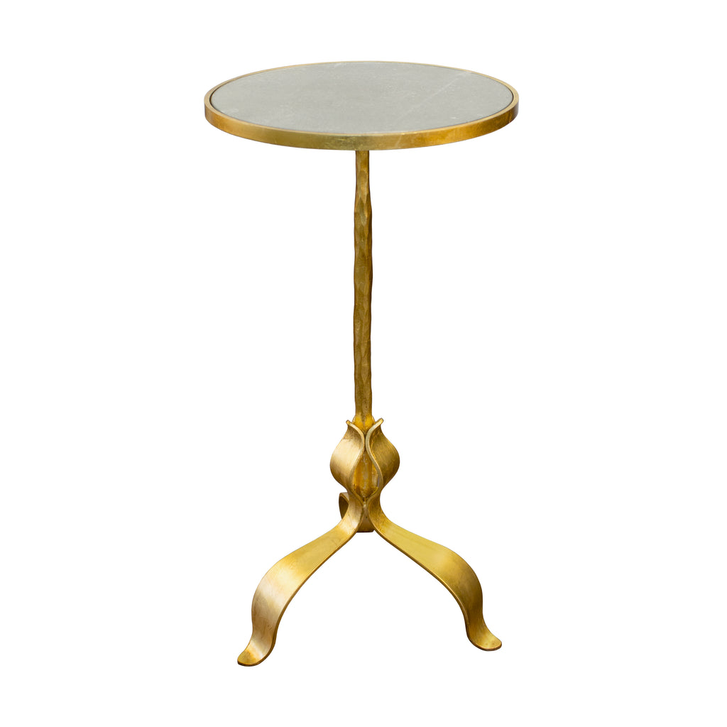 Round Cigar Table With Leaf Leg Detail In Gold Leaf