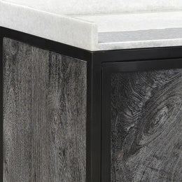 Zara 30" Gunmetal Black Mango Wood Iron and Marble 2-Door Sideboard